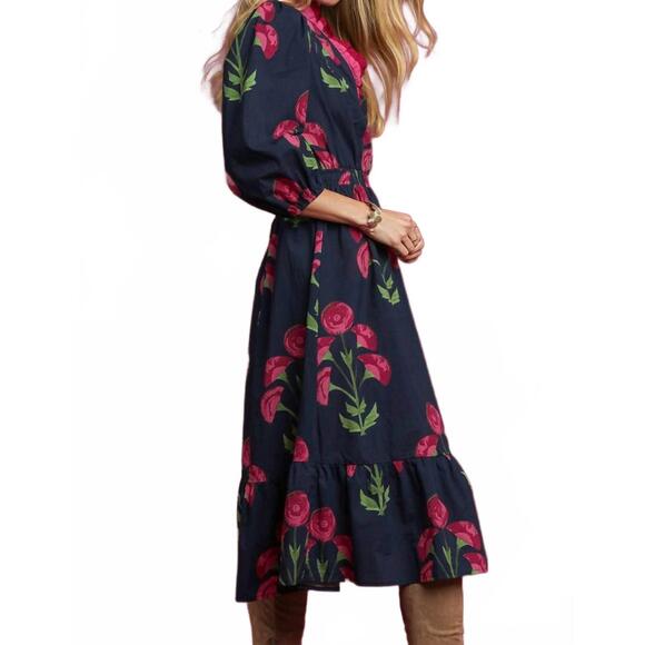 NEW UMGEE floral midi dress in navy - Picture 3 of 3